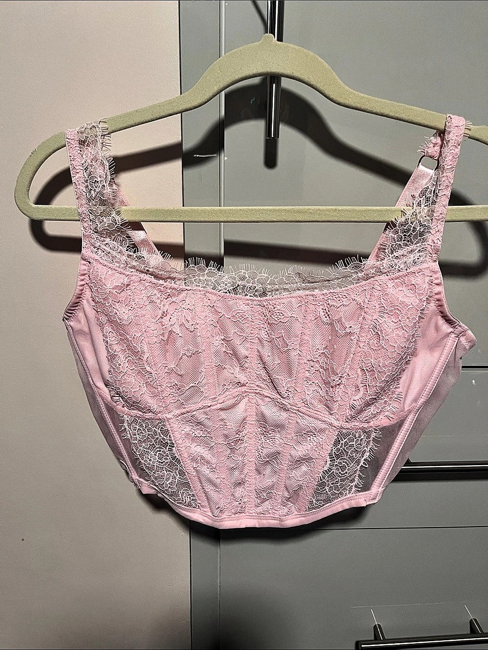 Victoria's Secret Dream Angels Lace Corset Top Lace Bra Pink XL